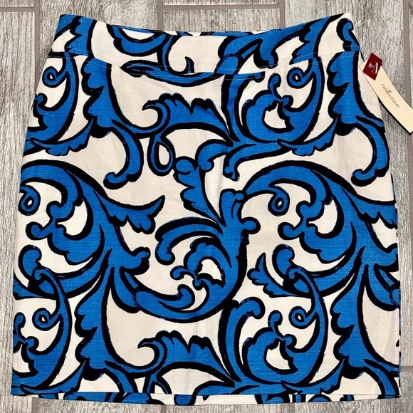 NWT Linen Acanthus Leaves/Scroll Straight Pencil Skirt, size 4 - Picture 4 of 8